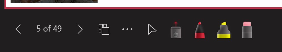 Zoomed in view of the annotation controls for the presentation