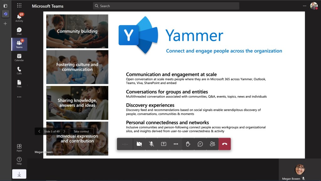 Screenshot of an attendee's view of a presentation in Teams