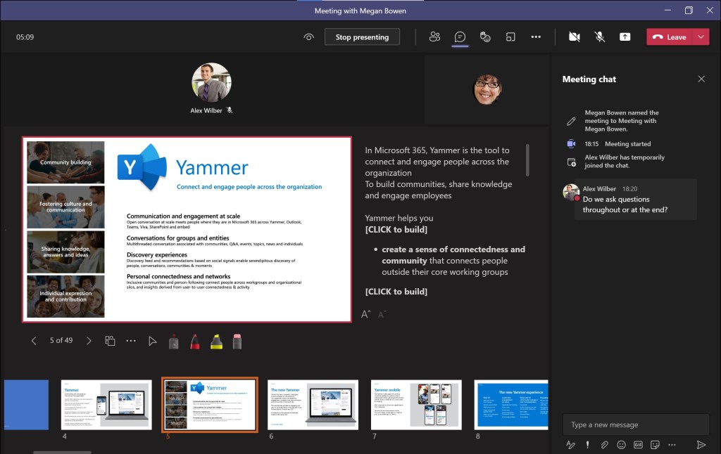 Screenshot of presenter view in a Teams meeting